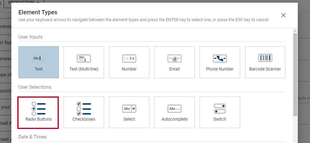 Radio buttons.