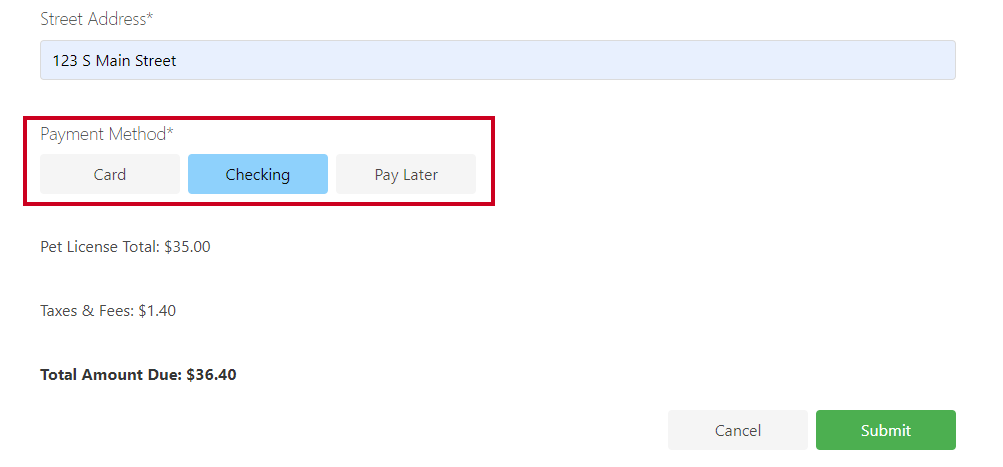 Payment method.