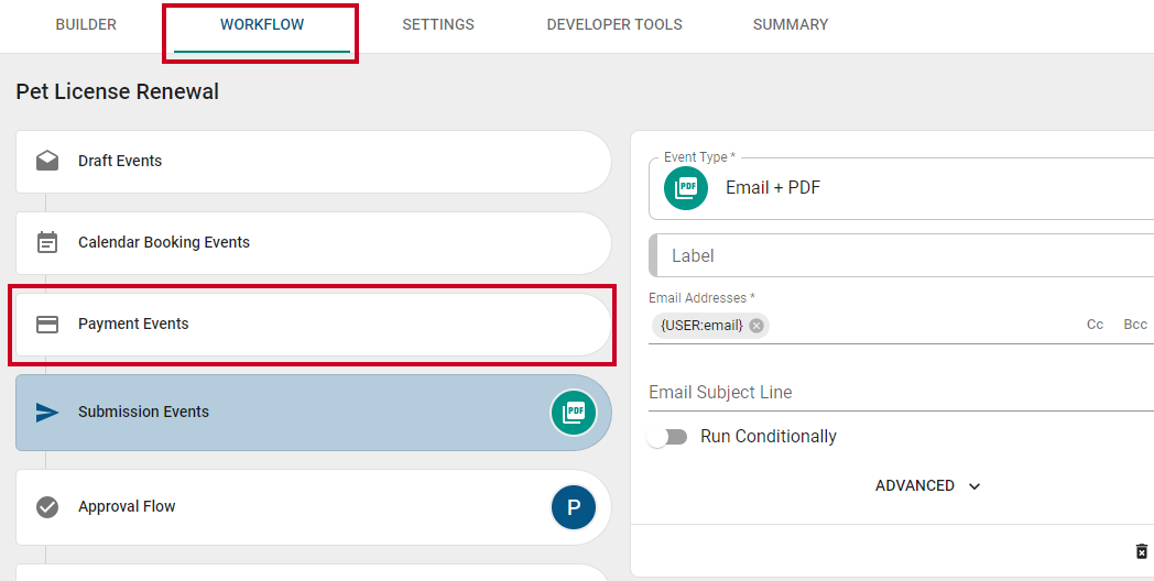Payment events workflow.