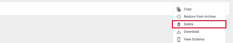 delete option in drop-down.