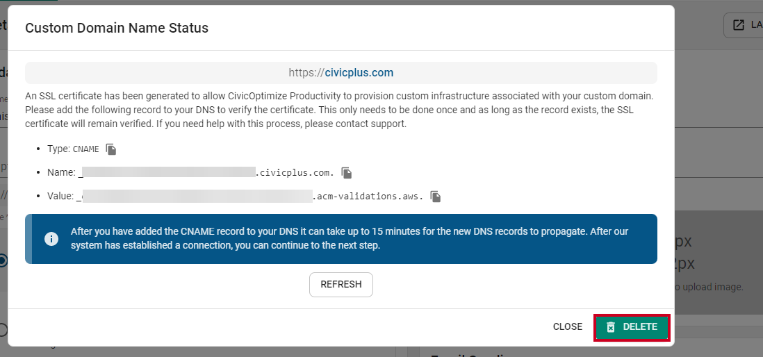 delete domain
