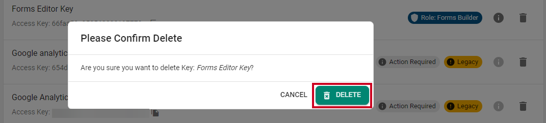 yes delete key