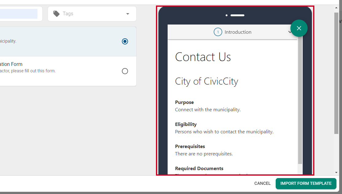 Preview template.