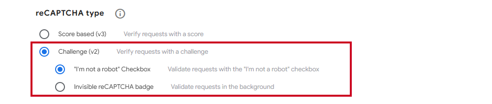 Recaptcha 2 option.