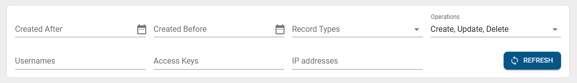 Filters options.