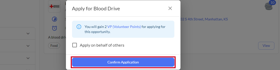 Confirm application.
