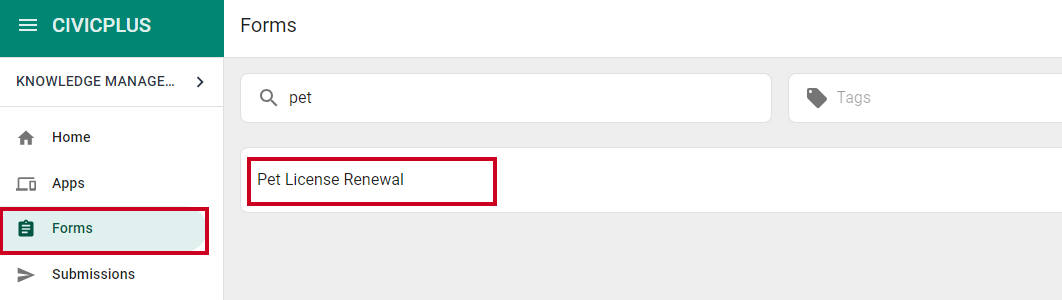 select form