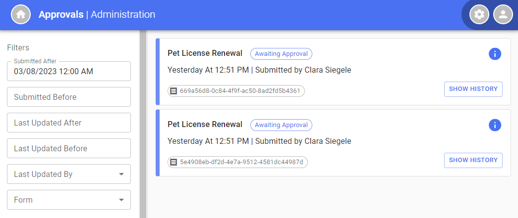 admin approvals