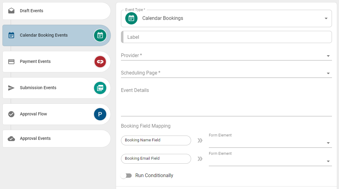 Calendar Booking Events fields.