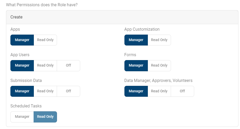 create permissions options.