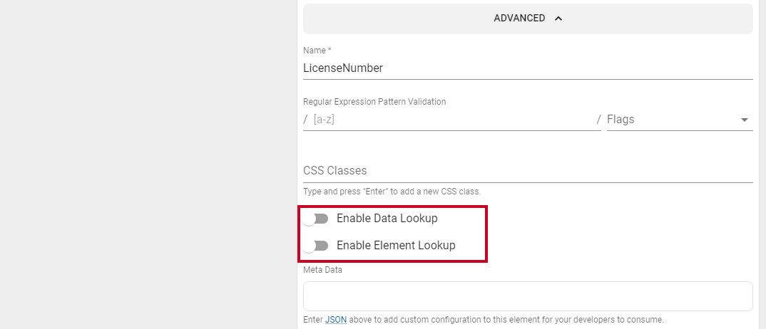 enable lookup toggles on form element.