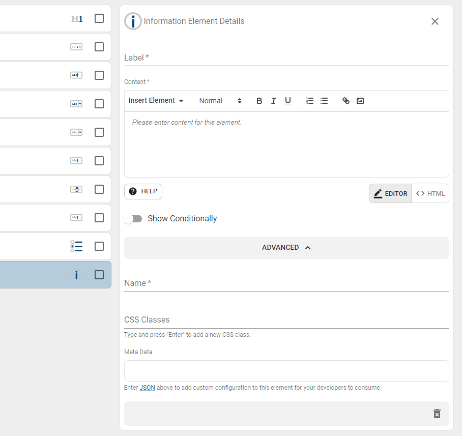 informational element fields.