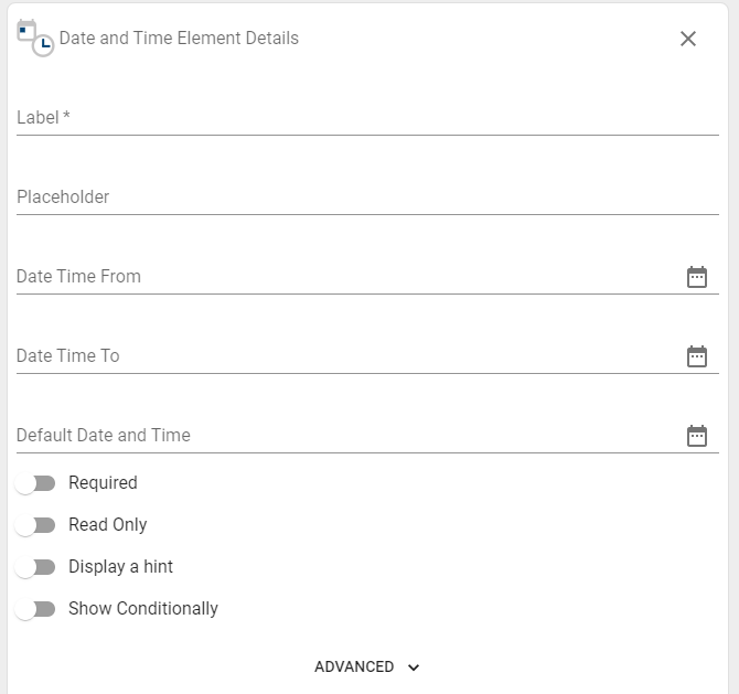 date and time element fields.