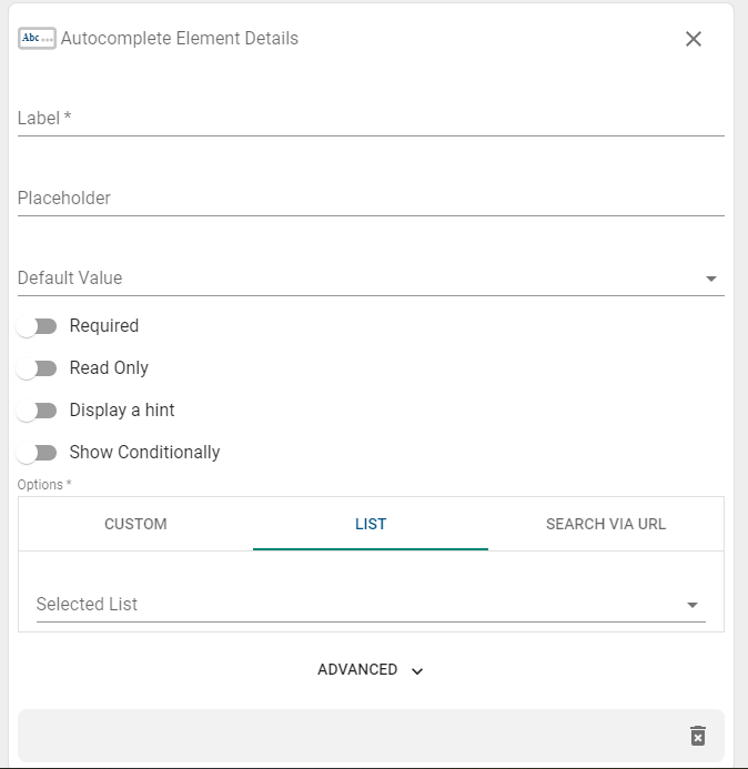autocomplete element.