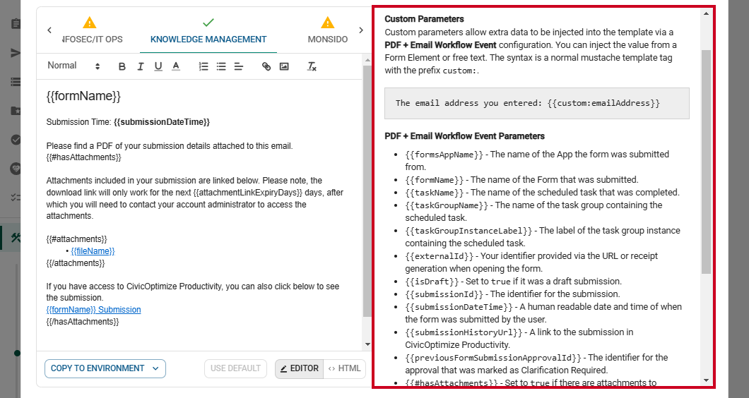 parameters example text