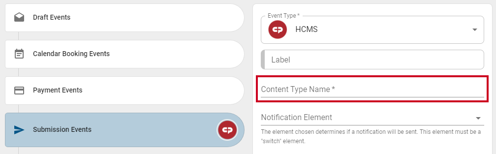content type name field.