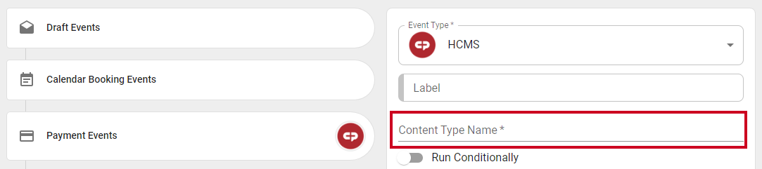 content type name field.
