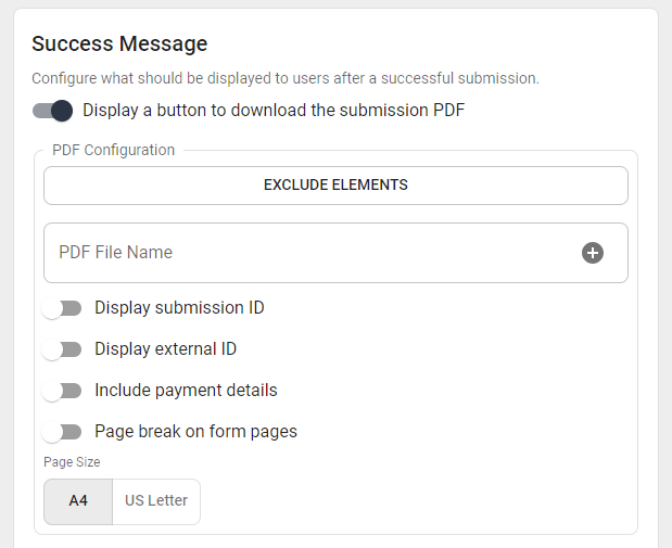 Display a button to download the submission PDF toggle.