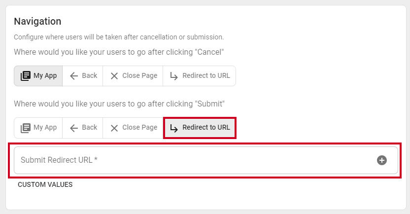 redirect to url button.