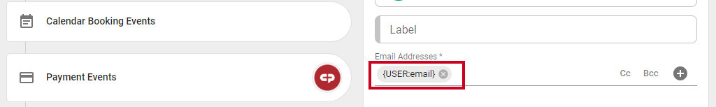 user email element.