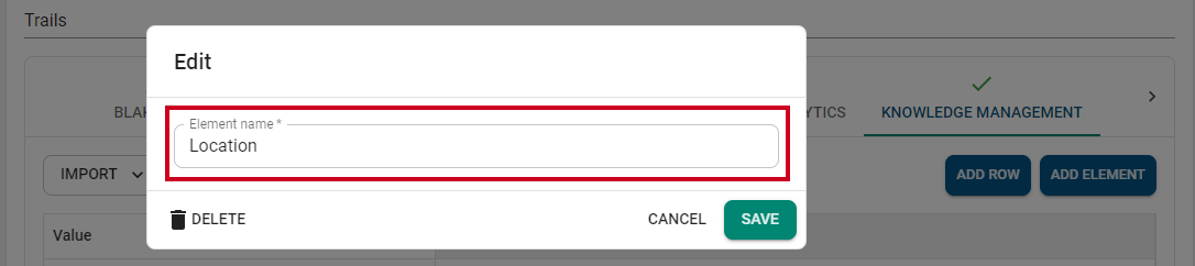 element name field.