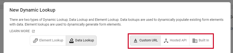 lookups source buttons.