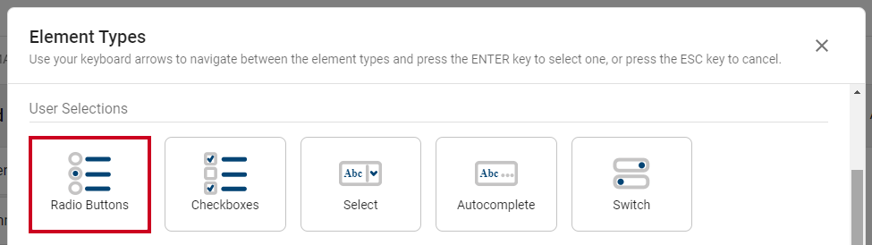 Radio buttons.