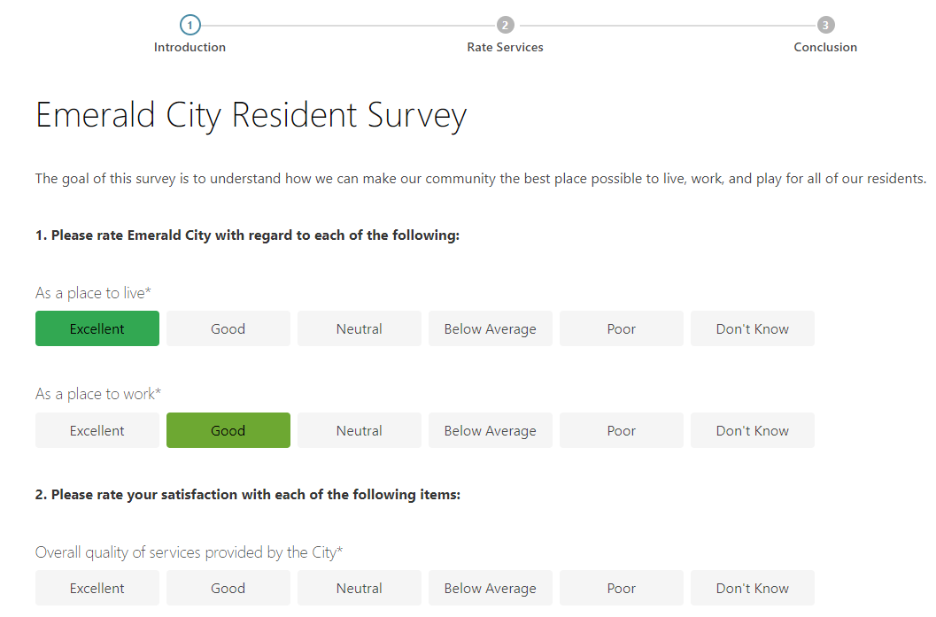 Survey form example.