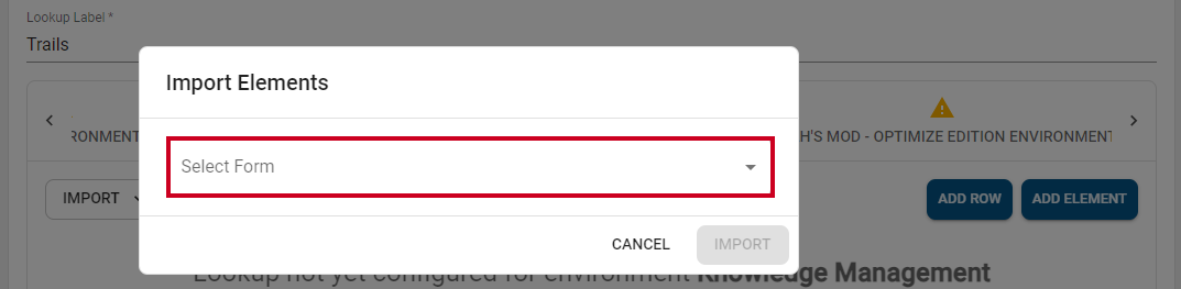 Select Form dropdown.