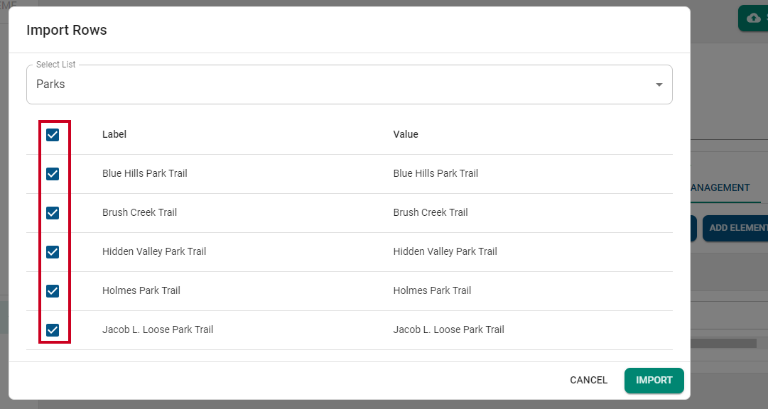 list checkboxes.
