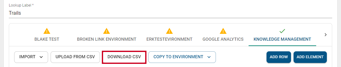 Download CSV button.