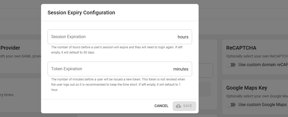 Session Expiration Configuration.