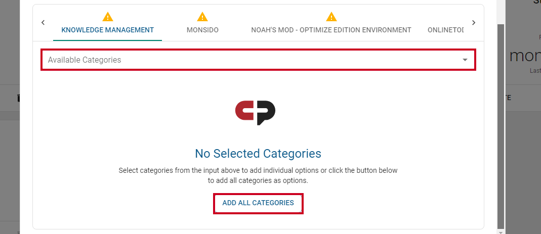 Add Categories button.