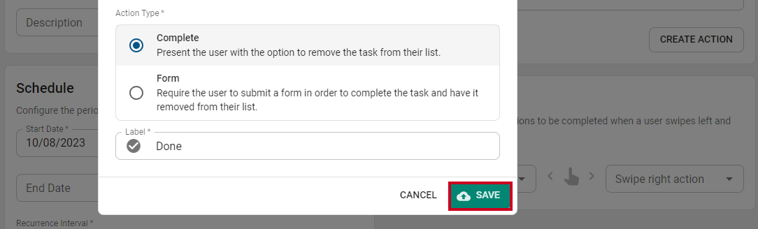 Save button.