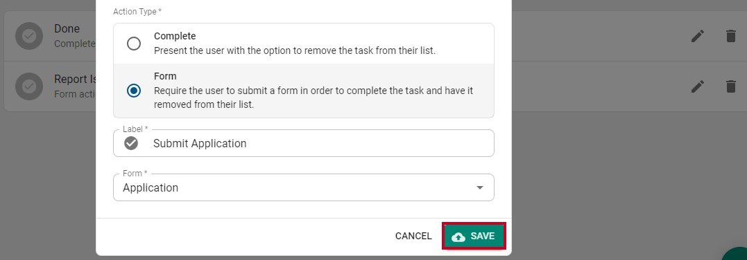 Save button.
