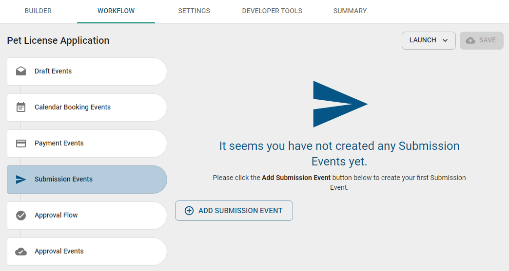 Workflow tab of form.