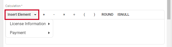 Insert Element drop-down above Calculation field.