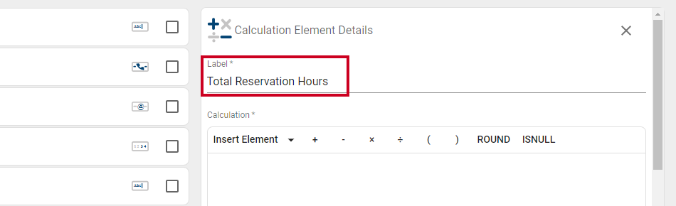 Calculation Label field.