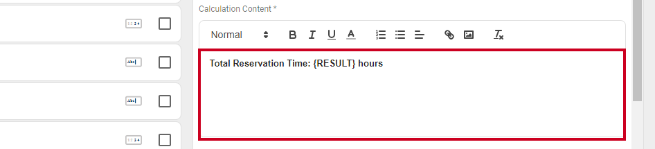 Calculation Content field.