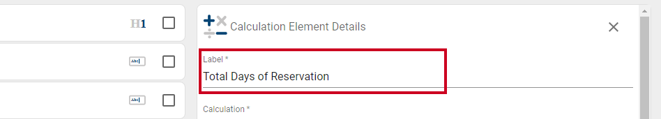 Calculation Label field.