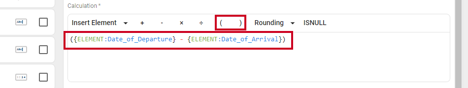 Parentheses around the formula.