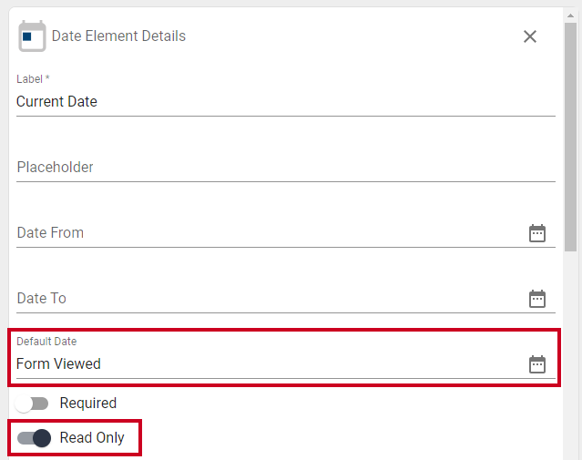 Default Date field on the Calculation element.
