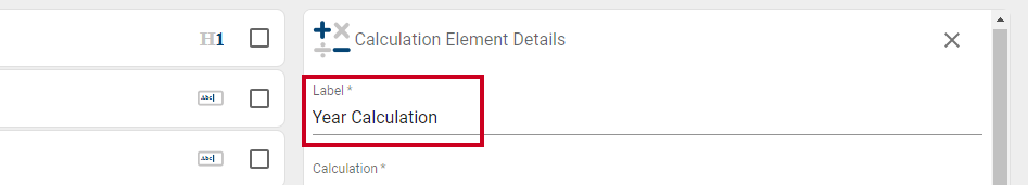 Calculation Label field.