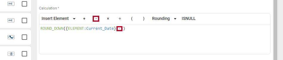 Minus Sign after the element bracket.