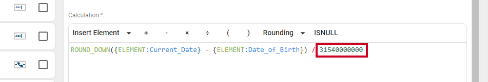 Calculation number for years.