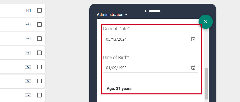 Preview of the calculation for years.