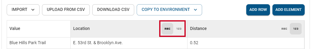 Number or Text Element options in the top right corner of the lookup column.