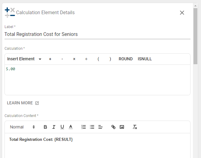 Calculation Condition Year Example.