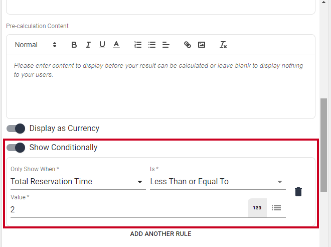 Calculation Condition Example Days continued.