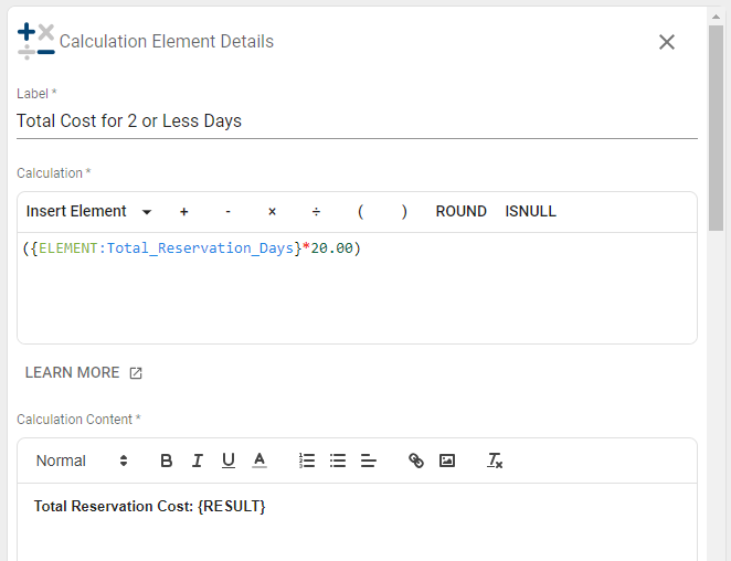 Calculation Condition Example Days